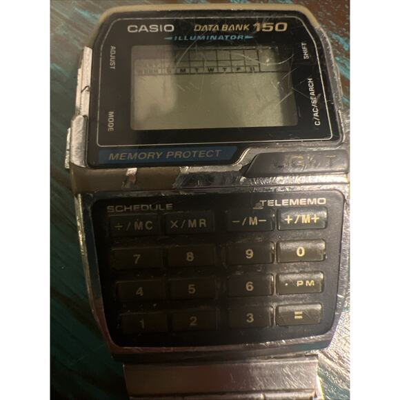 Vintage Casio Data Bank 150 Calculator Watch DBC1550. Read main image 7